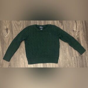 Boys Polo Ralph Lauren Cableknit Green/Purple Logo Sweater- Size 6